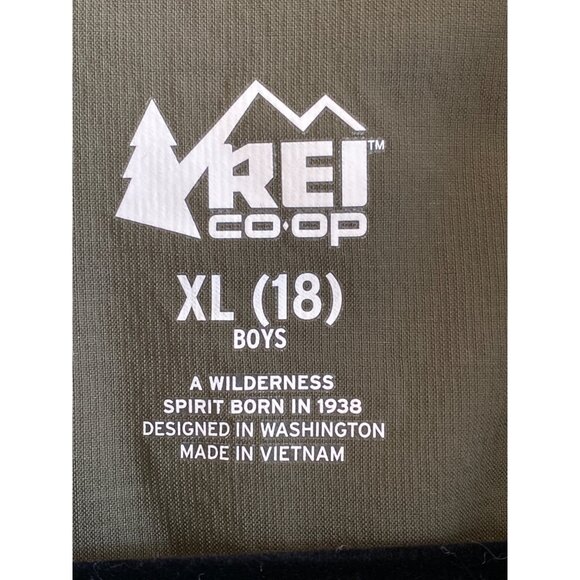 REI Green Shirt Boys XL (18) Button Down Roll Tab Sleeve Vented Boy Scout - Picture 2 of 10